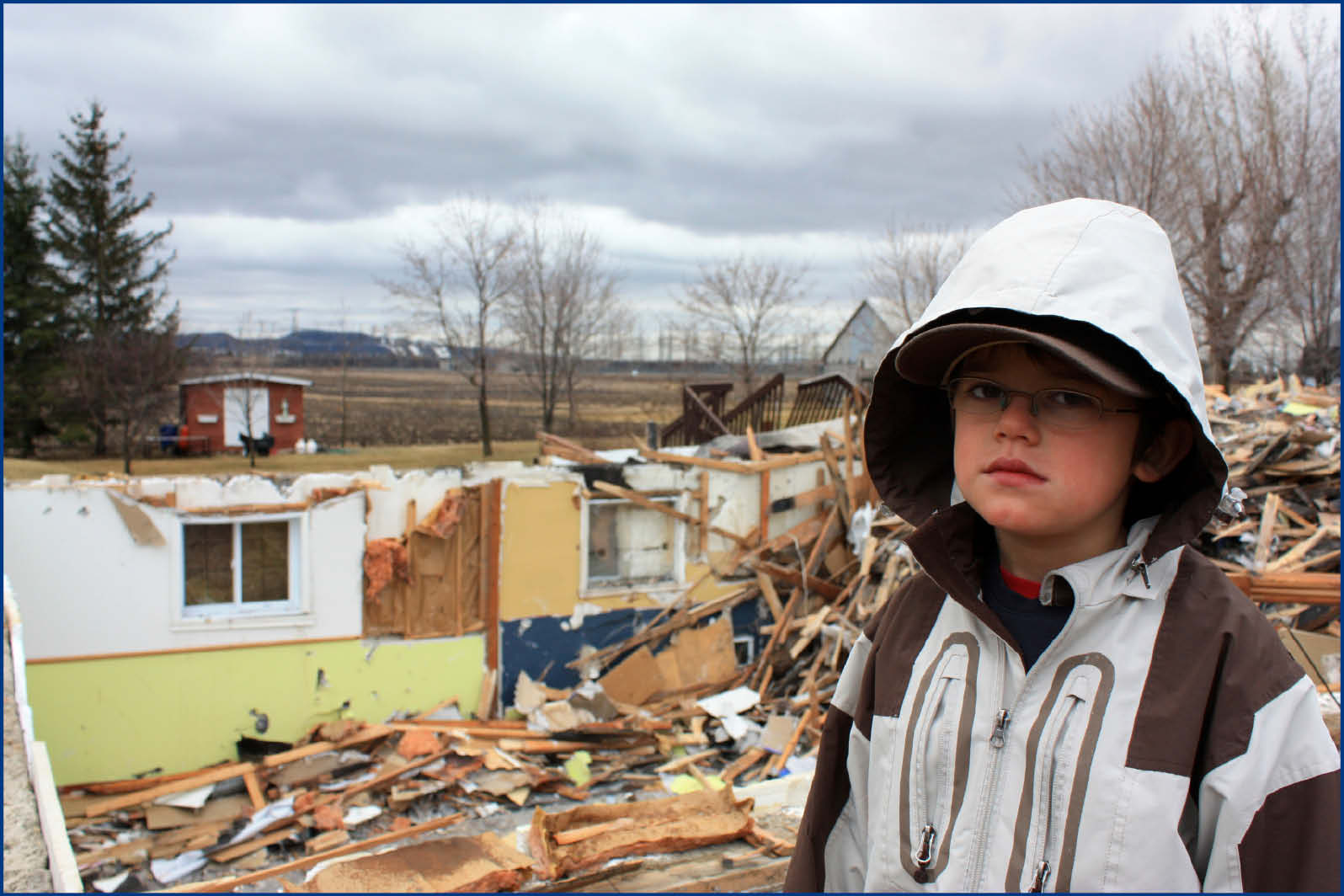 child see home destroyed